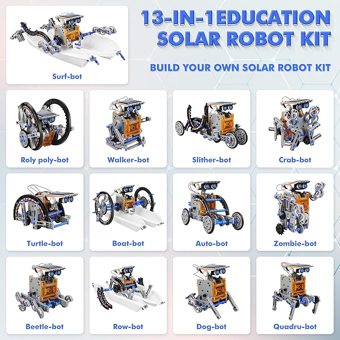 STEM+13-in-1 Education Solar Power Robots Toys for Boys Age 8-12