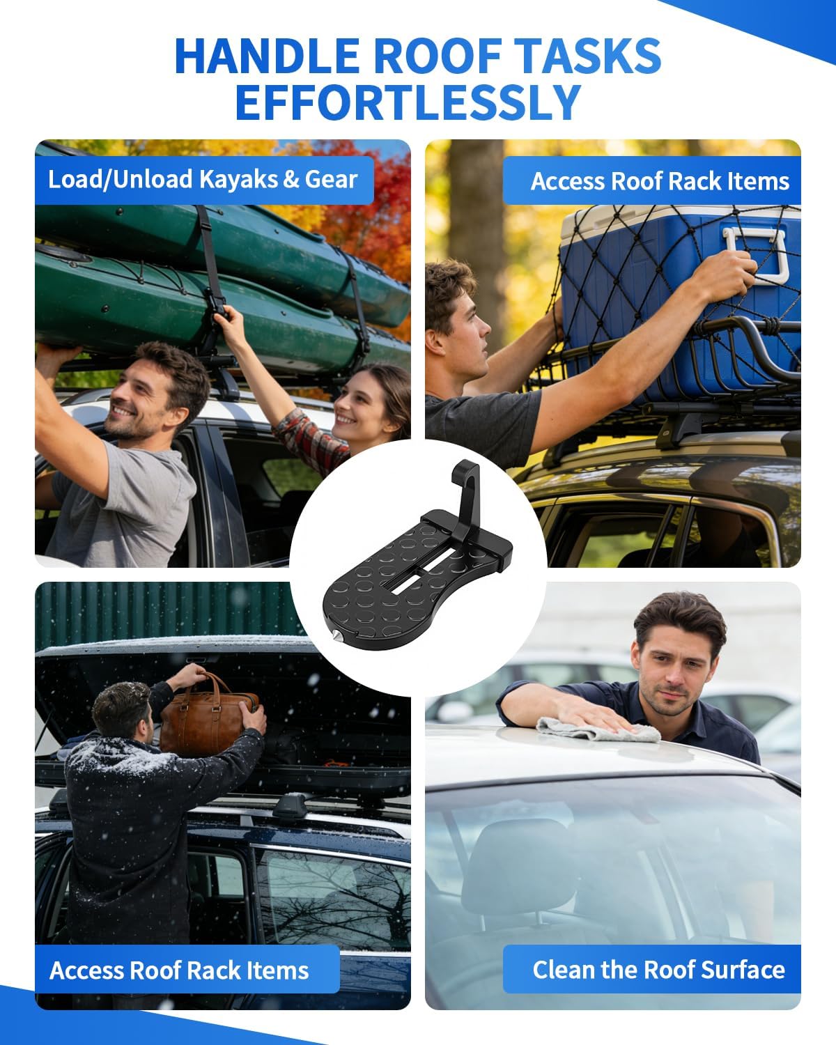 Car Doorstep for Car Roof Access, Foldable Non-Slip Ascent Latch Pedal Rack