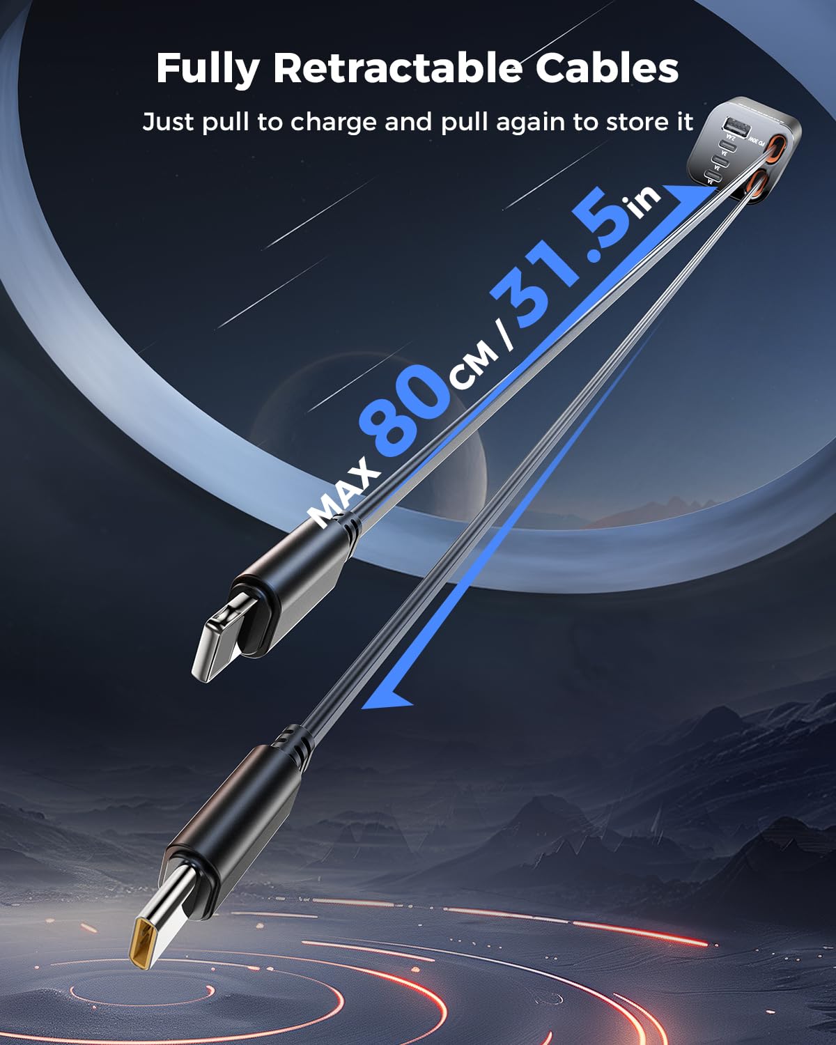 LISEN Retractable Car Charger,69W Cars Adapter USB C Fast Charger for iPhone 17-12