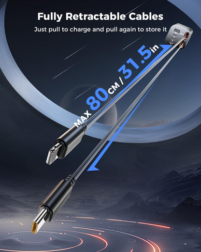 LISEN Retractable Car Charger,69W Cars Adapter USB C Fast Charger for iPhone 17-12